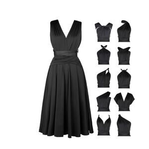 Popilush Black Multi-Way Convertible Infinity Dress Midi